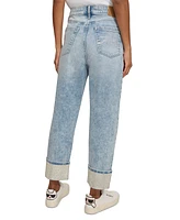 Karl Lagerfeld Paris Women's High-Rise Crystal-Cuff Jeans