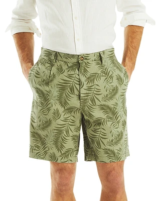 Nautica Men's Pleated Leaf Print 8-1/2" Shorts