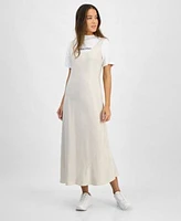 Calvin Klein Jeans Logo T Shirt Twill Slip Dress