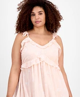 And Now This Trendy Plus V-Neck Ruffle-Trim Mini Dress, Exclusively at Macy's