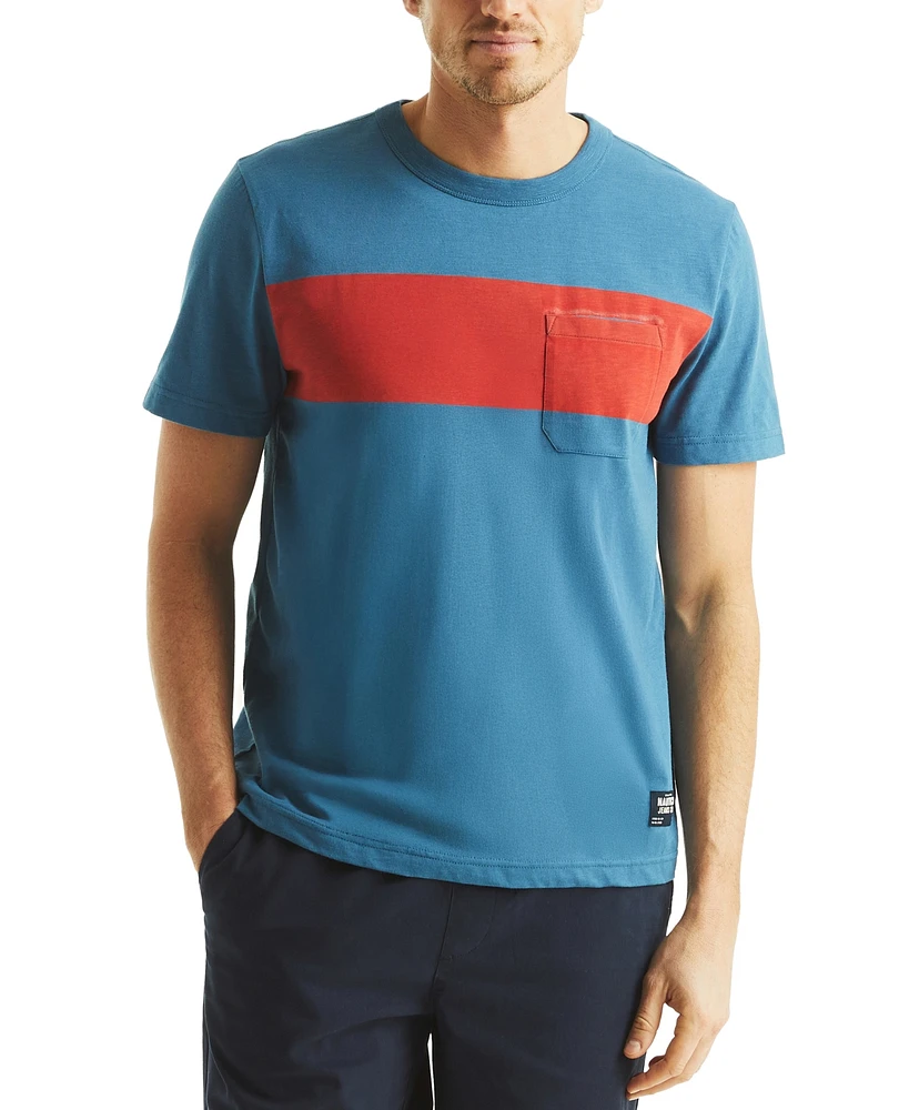 Nautica Men's Short Sleeve Chest Stripe Crewneck T-Shirt