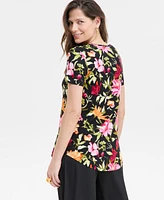 Jm Collection Women's Printed Scoop-Neck Top, Exclusively at Macy's