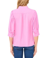 CeCe Women's 3/4-Sleeve Collared Button Down Blouse