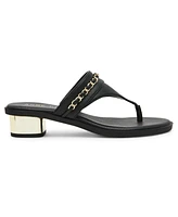 Anne Klein Women's Taylor Block Heel Thong Chain Dress Sandals