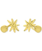 Cubic Zirconia Starburst Stud Earrings in 14k Gold-Plated Sterling Silver