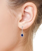 Effy Sapphire (1-7/8 ct. t.w.) & Diamond (3/4 ct. t.w.) Halo Drop Earrings in 14k White Gold