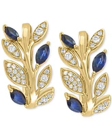 Effy Sapphire (7/8 ct. t.w.) & Diamond (1/3 ct. t.w.) Small Hoop Earrings in 14k Gold, 0.75"