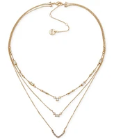 Emily in Paris Gold-Tone Mixed Cubic Zirconia Layered Collar Necklace, 16" + 3" extender