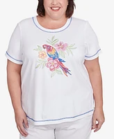 Alfred Dunner Plus Parrot Cay Centered Short Sleeve T-Shirt