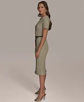 Donna Karan New York Women's Jewel-Neck Belted Sheath Dress