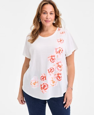 Style & Co Plus Printed Crewneck Graphic T-Shirt