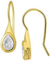 Giani Bernini Cubic Zirconia Pear Bezel Fish Hook Drop Earrings, Exclusively at Macy's
