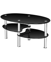 Tempered Glass Oval Side Coffee Table