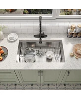 Casainc 32" L x 19" W Drop-in Stainless Steel Kitchen Sink with Faucet Included