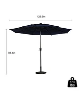 11 Ft Patio Umbrella with Solar Led lights Outdoor Tilt Large Table Market for Poolside Deck Garden Backyard, Orange