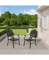 Patio Chairs set of 2 Cast Aluminum Furniture Outdoor Metal Garden Chair for Indoor Bistro Balcony