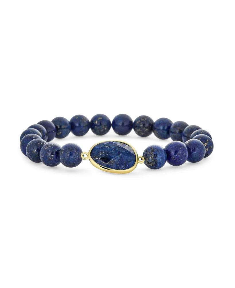 Bling Jewelry Stacking Stretch Bracelet with Natural Stone Lapis Amethyst Agate & Turquoise 8MM