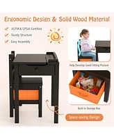 Flip-Top Kids Activity Table and Chair Set with Hidden Storage Space Fun Organized Playtime Furniture