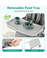 Foldable High Chair with Footrest and Detachable Tray