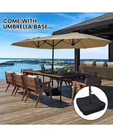 15 ft Patio Umbrellas with Solar Lights 12 Led Strip Umbrella Rib, Double-Sided Market Base Included, Large Rectangular Umbrella,