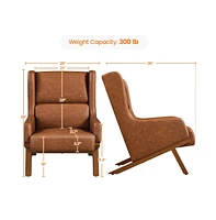 Yaheetech High Back Pu Leather Accent Armchair with Wood-tone Metal Legs