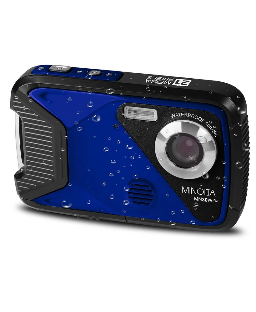 Minolta MN30WP 21MP Full Hd 2.8" Touch Lcd Screen Waterproof Digital Camera, Blue