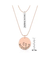 White Gold Plated & 18k Rose Gold Plated Dual Chain Grandma and Bar Pendant Necklace