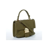 Susu Leather Backpack for Women Convertible Crossbody Bag Olive Green Purse