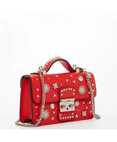 Susu Studded Small Leather Crossbody Bag Red Purse Women's Handbag