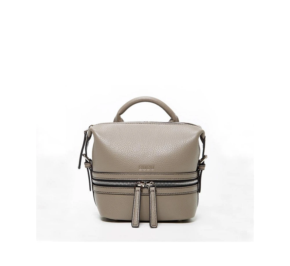 Susu The Ashley Gray Leather Backpack Purse