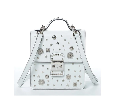 Susu Convertible Leather Backpack Purse White Crossbody Bag Women's Handbag