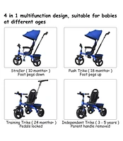 4-in-1 Kids Tricycle with Adjustable Push Handle