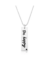 White Gold Plated "Be Happy" Pendant Necklace