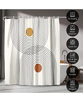 71x74 Boho Geometric Shower Curtain - 100% Polyester - Water-Resistant Bath Curtain