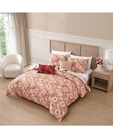 Bebejan Hazy Blossom 100% Cotton Sateen 5 Piece King Size Reversible Comforter Set