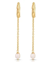 Ettika Linear Lux Cultivated Pearl Drop Earrings