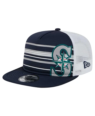 New Era Men's Navy Seattle Mariners 9FIFTY A-Frame Trucker Snapback Hat