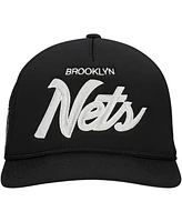 Mitchell & Ness Men's Black Brooklyn Nets Script Trucker Adjustable Hat