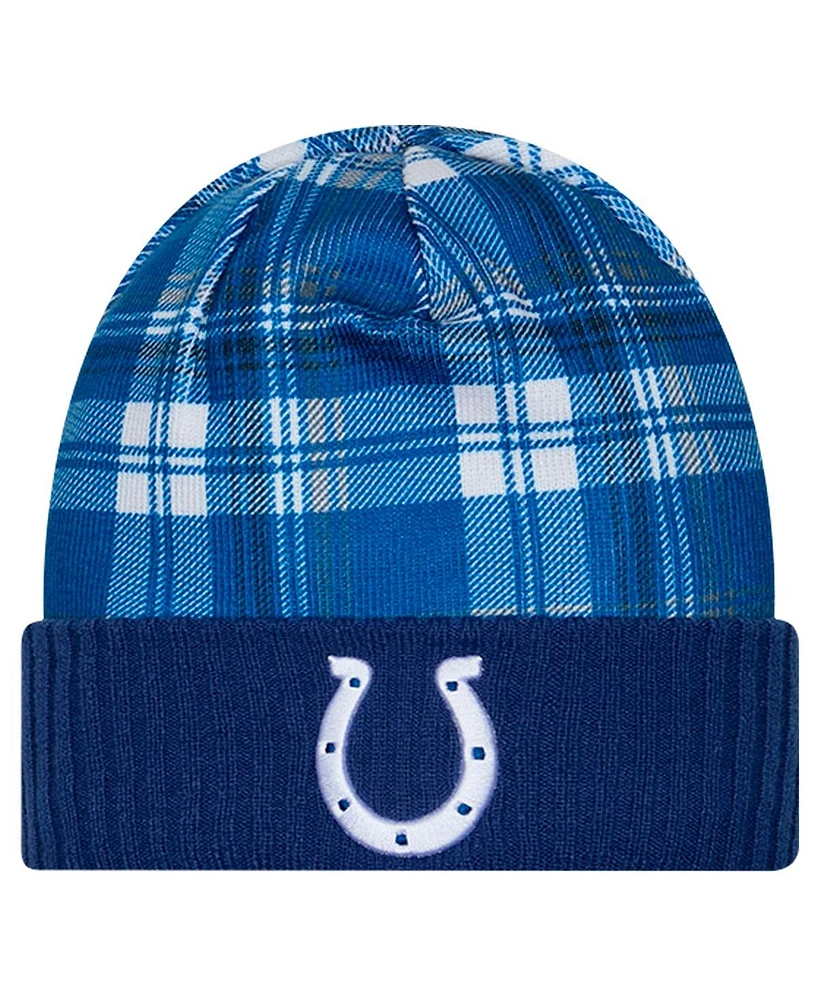 New Era Men's Royal Indianapolis Colts Sideline Statement Cuffed with Knit Hat