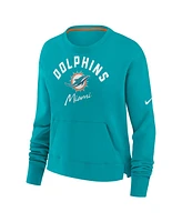 Nike Women's Aqua Miami Dolphins High Hip Fleece Pullover Sweatshirt
