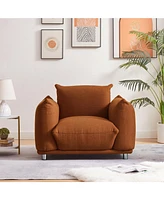 Accent Chair Cotton Linen Single Sofa 42-inch W Accent Chair for Bedroom Living room Apartment, Rust Red