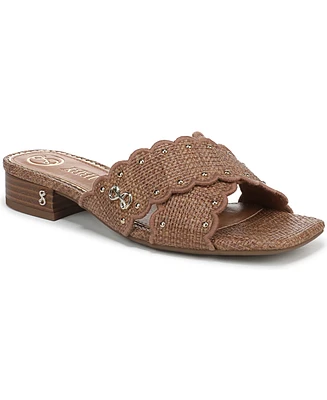 Sam and Libby Women's Khalia Crisscross Block Heel Slide Flat Sandals