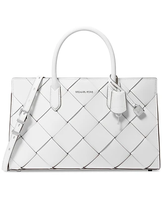 Michael Kors Scarlett Medium Woven Leather East West Satchel