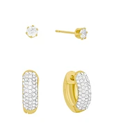 and Now This Clear Crystal Hoop Stud Duo Earrings Set