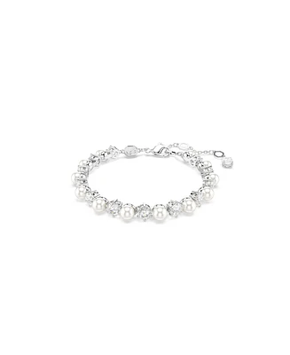 Swarovski Crystal Cultivated Pearl Round Cut Tennis Bracelet