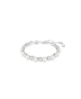 Swarovski Crystal Cultivated Pearl Round Cut Tennis Bracelet