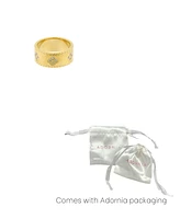 Adornia Tarnish Resistant Gold Crystal Clover Band Ring