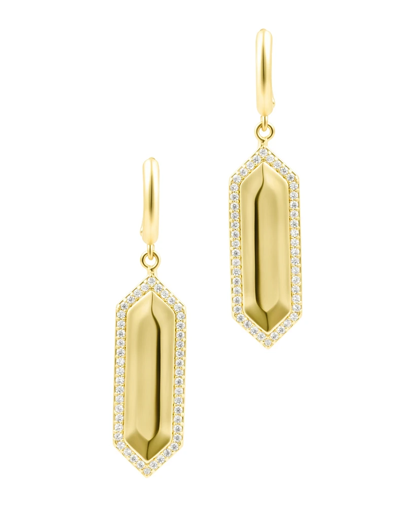 Adornia Gold Cubic Zirconia Elongated Hexagon Huggie Earrings