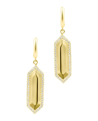 Adornia Gold Cubic Zirconia Elongated Hexagon Huggie Earrings