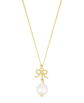 Adornia Gold Adjustable Freshwater Cultivated Pearl Bow Necklace